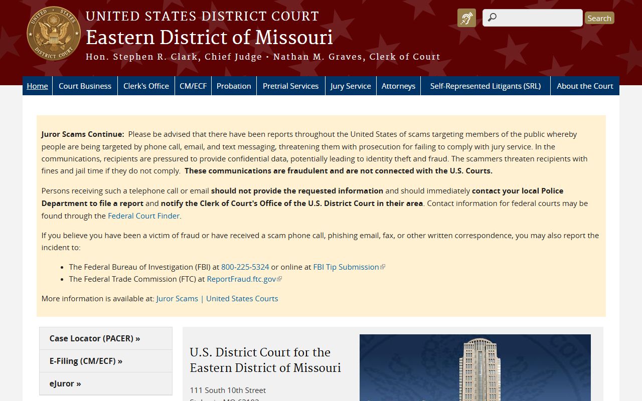 Ralls County clerk records Eastern District of Missouri homepage