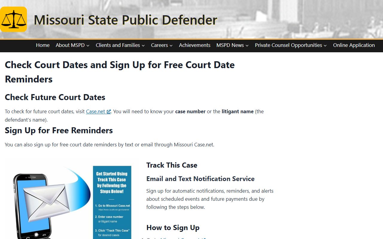 Ralls County court dockets Missouri public defender court date guide