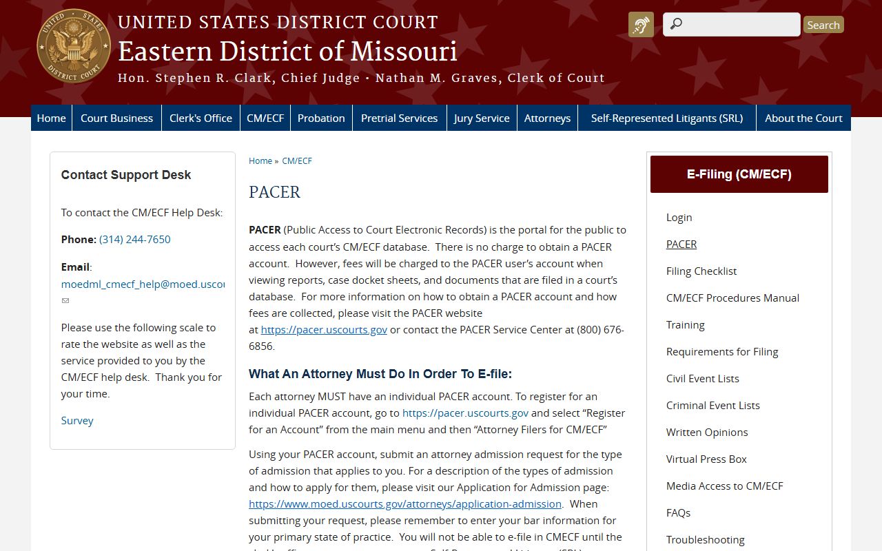 Ralls County Circuit Court federal PACER information distinction