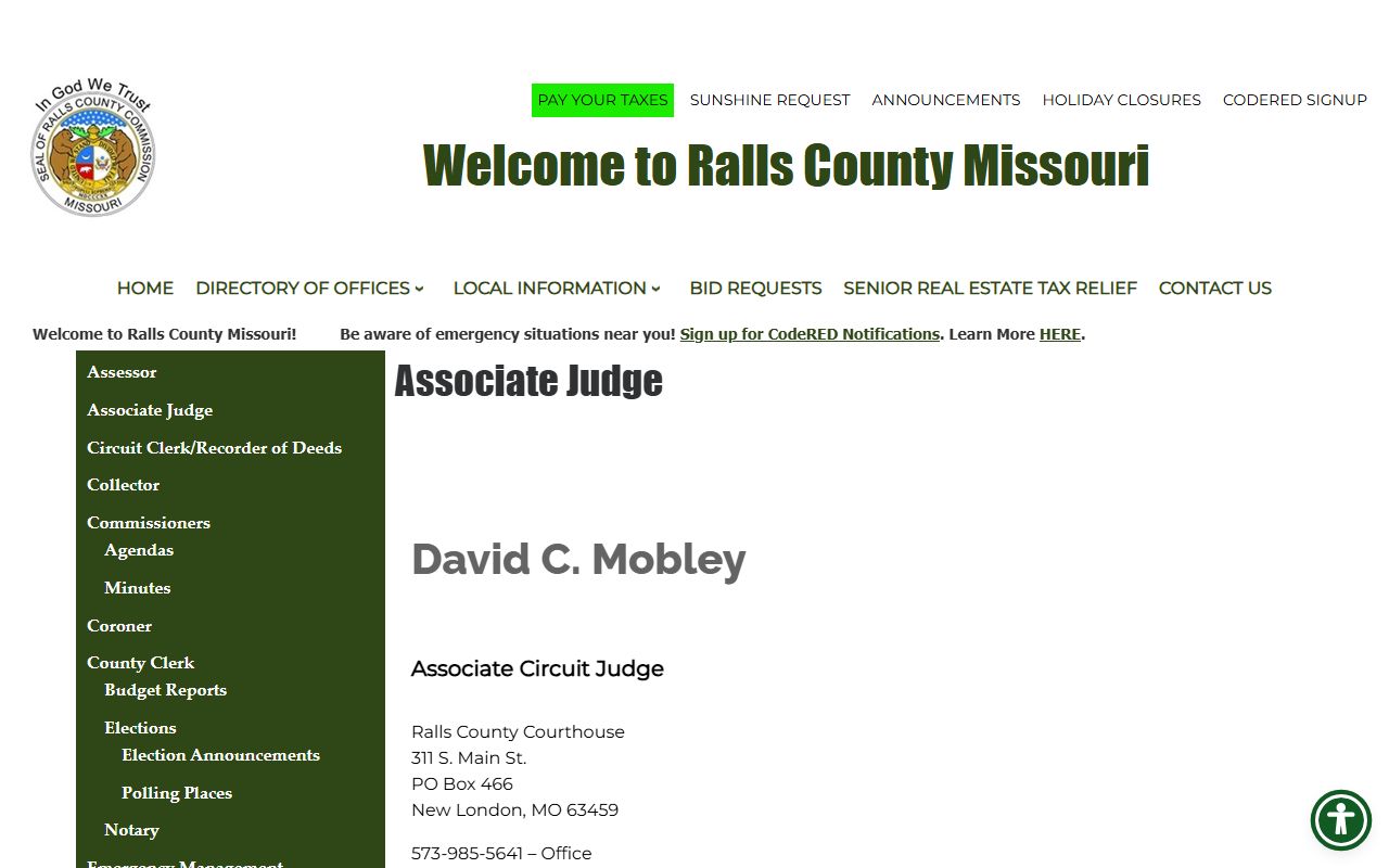Ralls County court records associate circuit judge page
