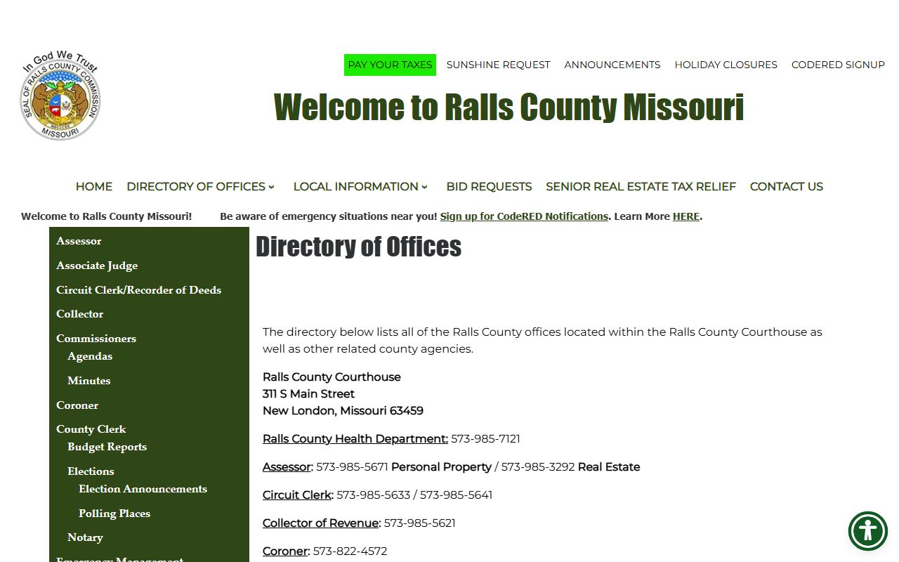 Ralls County court records county office directory