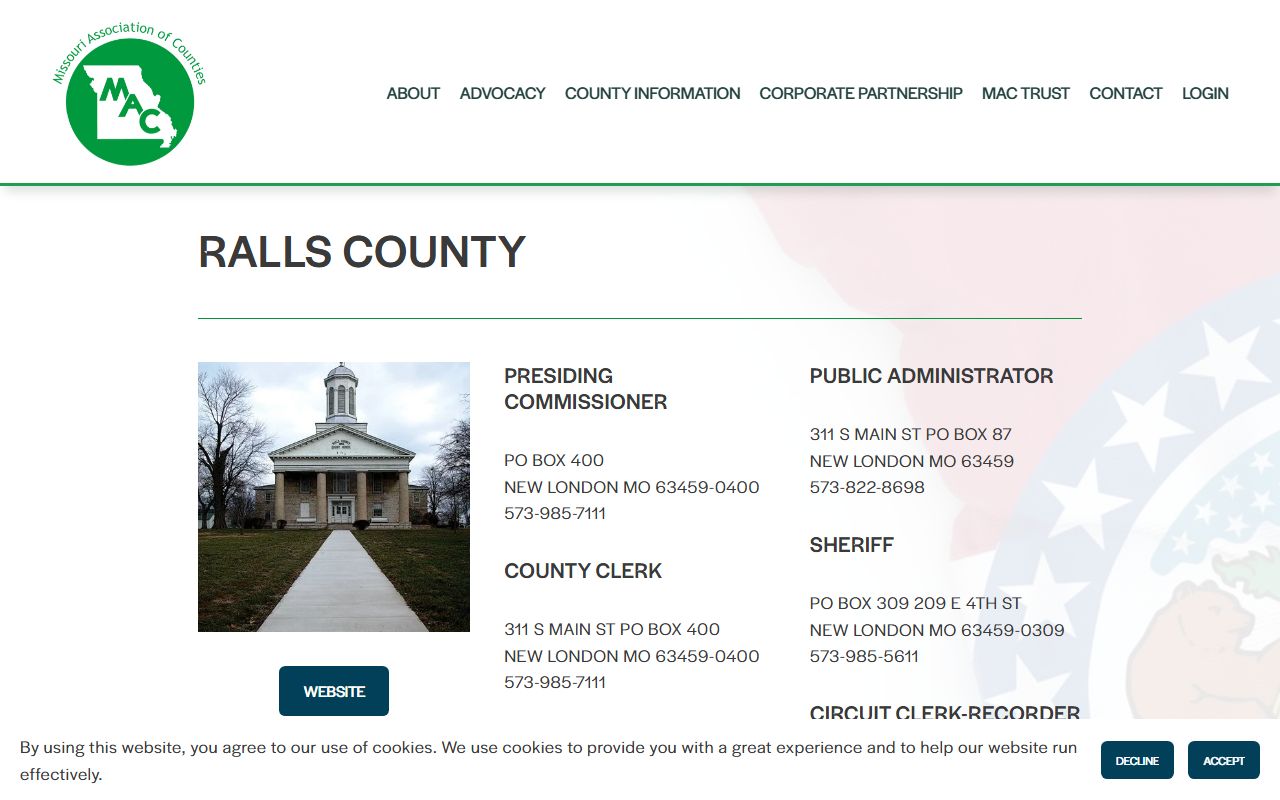 Ralls County court records Missouri Association of Counties profile