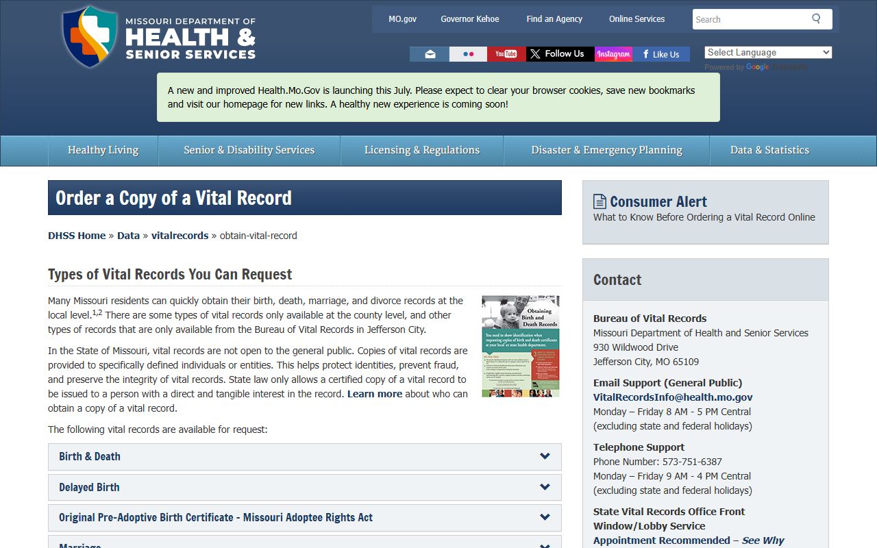 Ralls County marriage and divorce records Missouri DHSS vital records