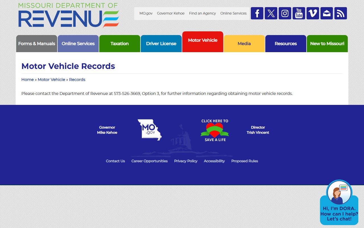 Ralls County traffic court records Missouri DOR motor vehicle records