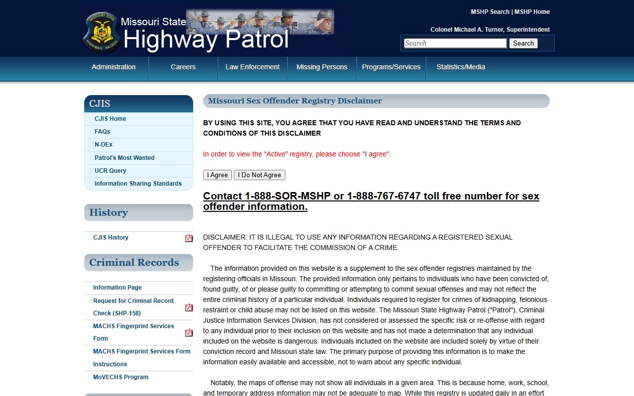 Ralls County warrant records MSHP sex offender registry information